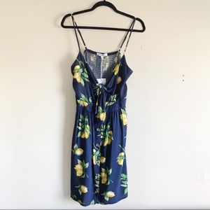 Mimi Chica Navy XL Lemon Print Midi Dress NWT